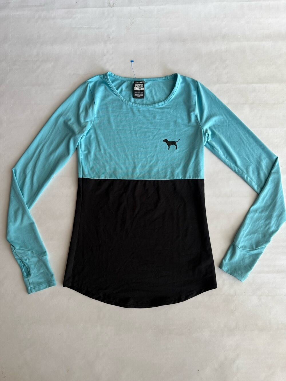 Victoria's Secret PINK Ultimate Women Colorblock LS Thumbholes Sport Shirt S